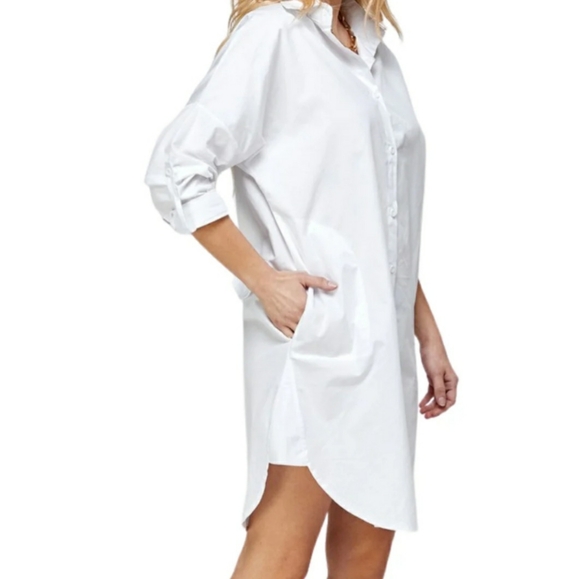 CAARA. WHITE SHIRT DRESS...SIZE L - Picture 3 of 15